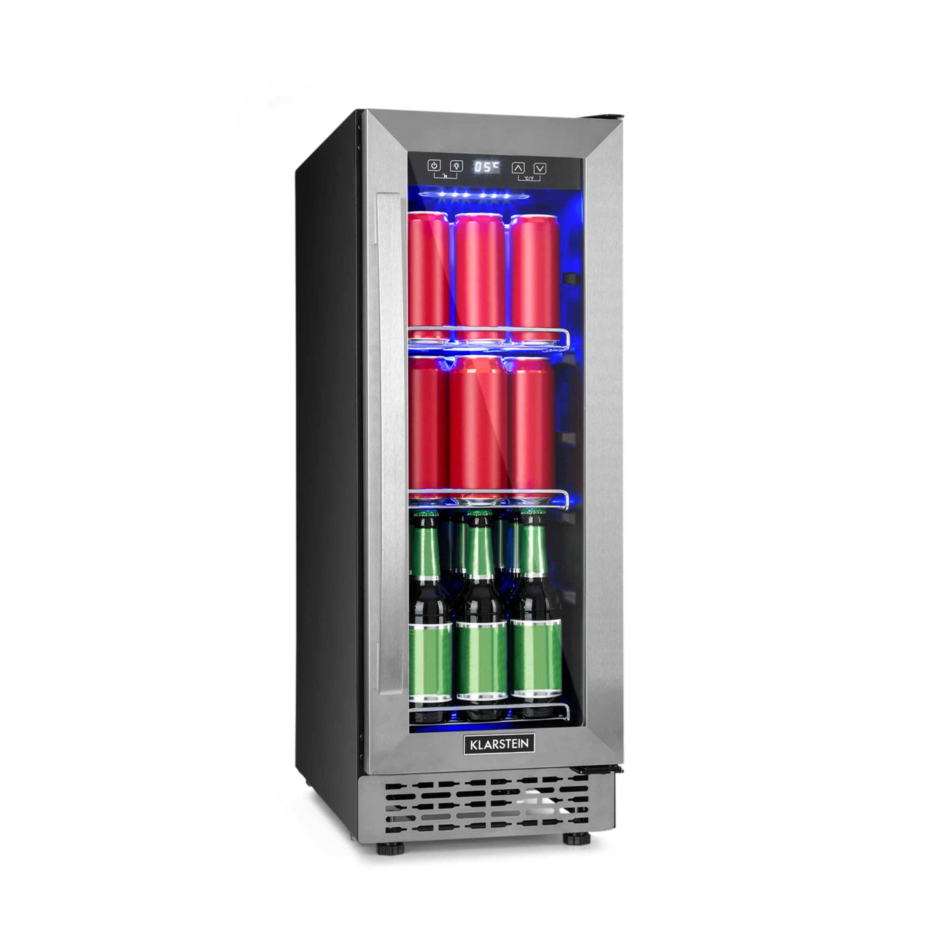 Beerlager Getränkekühlschrank 56 L 82 cm mit Glastür Silber