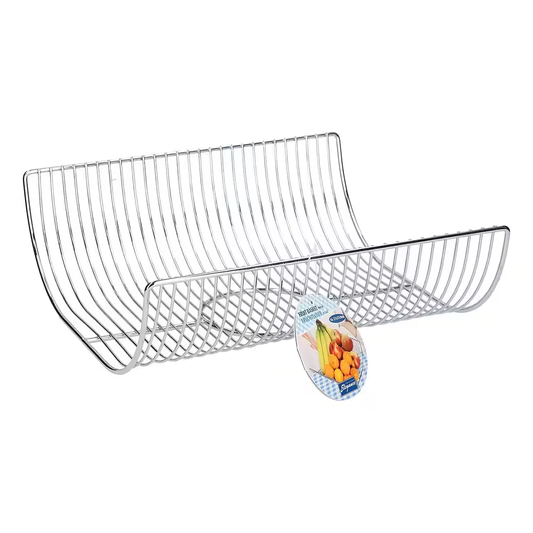 Obstschale aus Metall – moderner Obstkorb in Silber