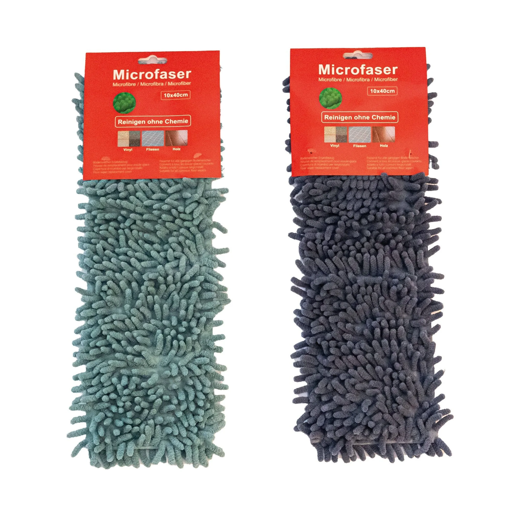 Bodenwischer Ersatzbezug – 2er-Set Microfaser, 10 × 40 cm