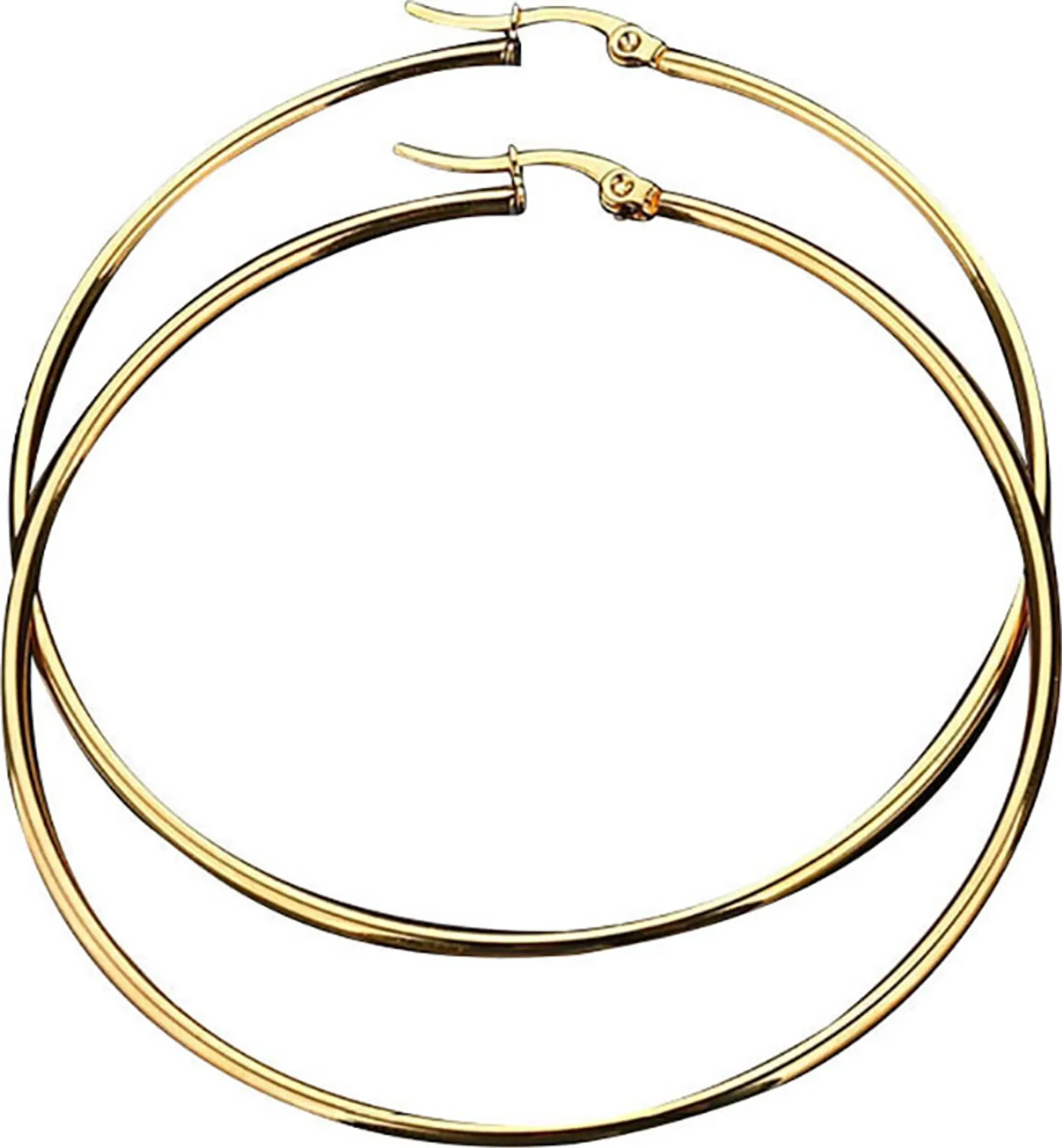 Damen-Creolen Big Circle – Edelstahl, Golden, 7 mm