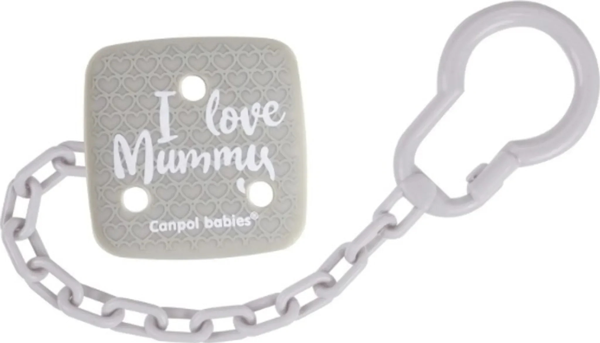 Canpol Babies I Love Mummy Schnullerkette – Grau, 1 Stück